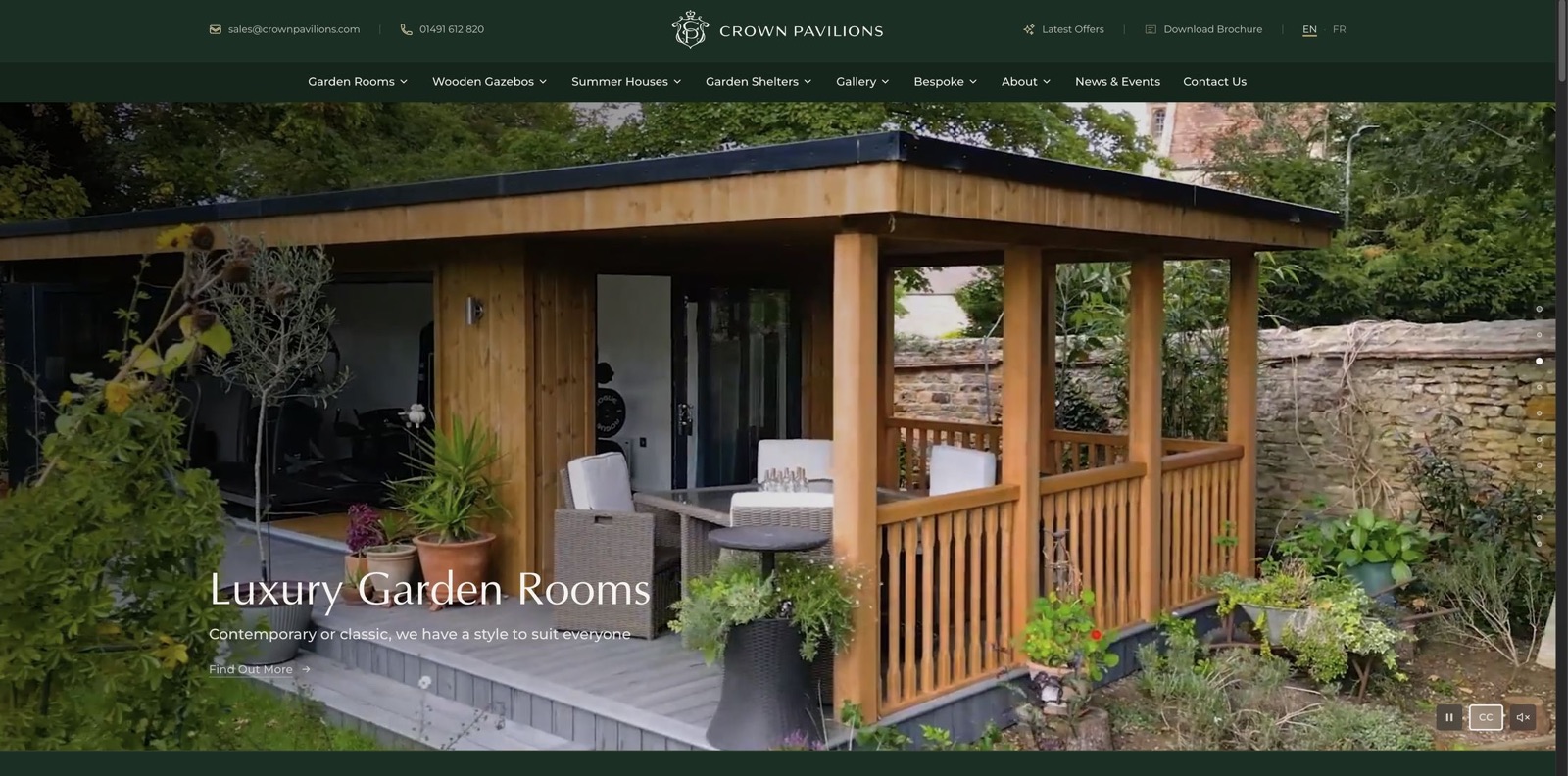 Crown Pavilions homepage after the rebuild
